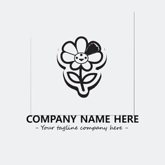 Flower illustration black and white for logo company vector image
