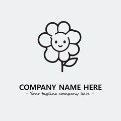 Flower illustration black and white for logo company vector image