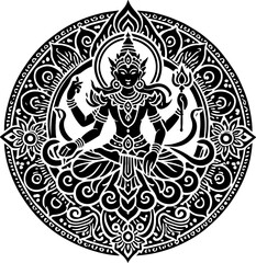 sketch vector illustration silhouette design icon logo symbol god goddess world puppetry ethnic classic vintage traditional