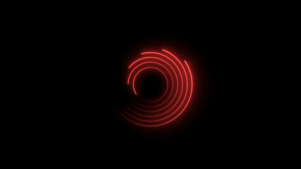 Futuristic circular loading illustration. Abstract medium purple neon light background. Laser neon lines move in a circle along a circular. on black background 4k illustration.
