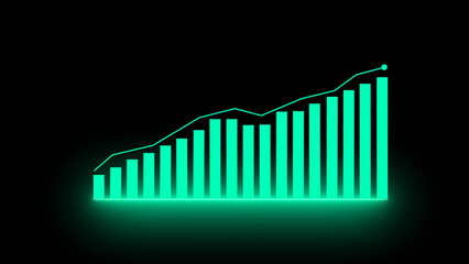 Digital financial business chart bars illustration. Financial investment trends around the world, Business and finance concept. on a black background 4k illustration.
