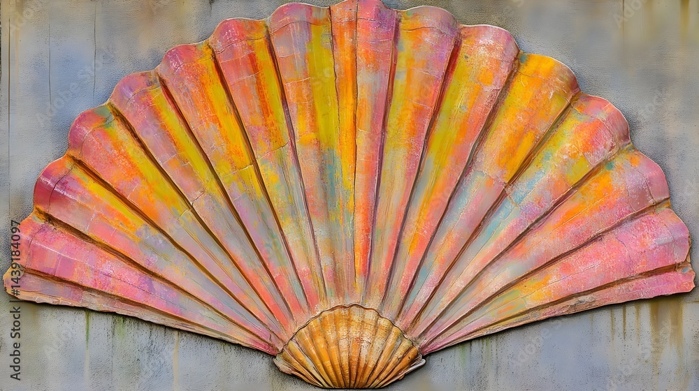 Poster colorful shells close-up texture art coastal display abstract environment vibrant viewpoint