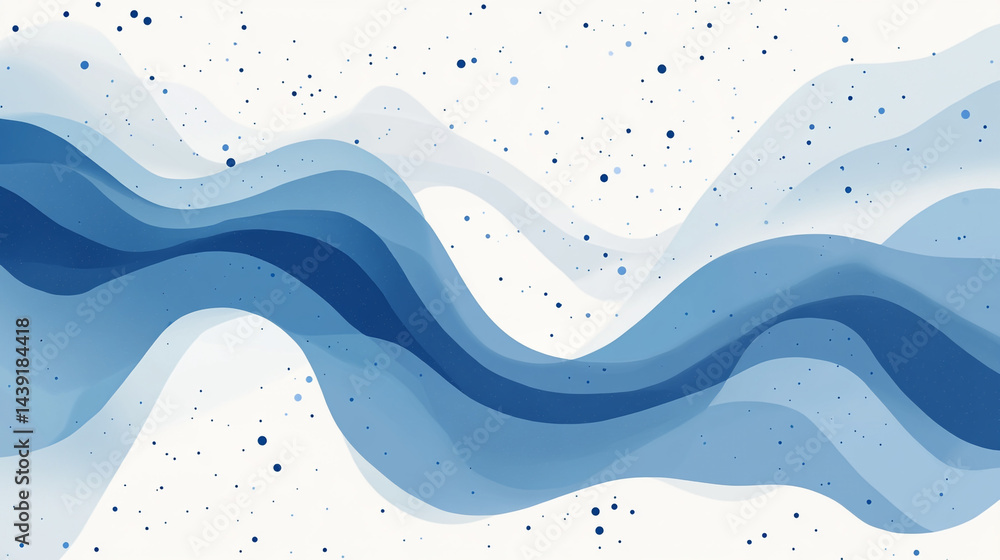 Poster abstract blue wave design with sparkle effects, abstract flowing swirl wavy transparent design eleme
