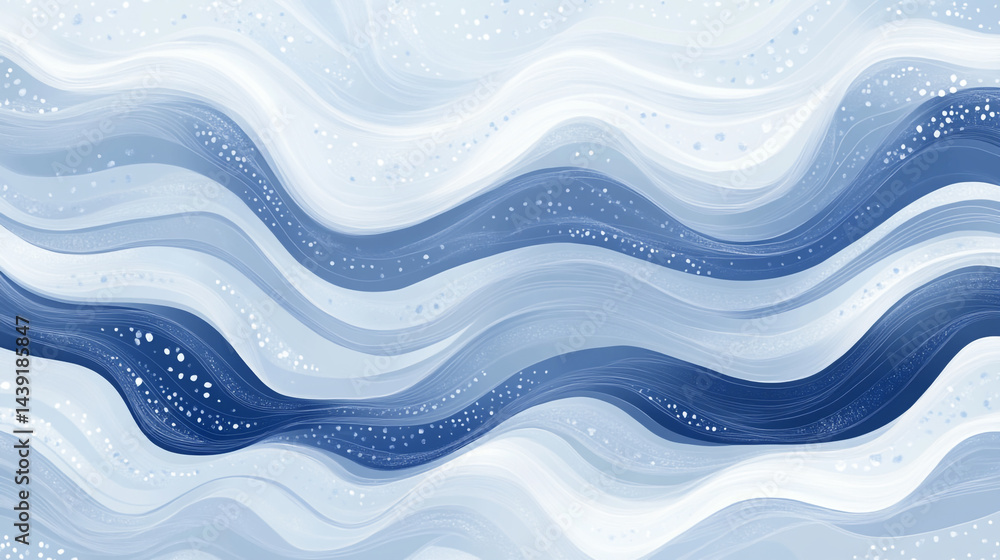 Poster abstract blue wave design with sparkle effects, abstract flowing swirl wavy transparent design eleme