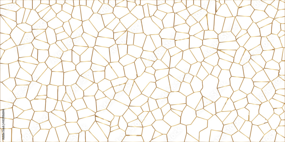 Aufkleber golden gradient lines stroke abstract white crystalized broken glass background. voronoi diagram bac