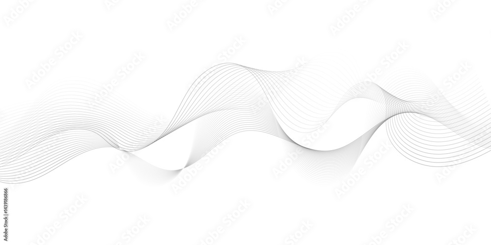 Leinwandbilder Abstract grey, white smooth element swoosh speed wave modern stream background. Wave with lines created using blend tool. Abstract frequency sound wave lines and twisted curve lines background.	