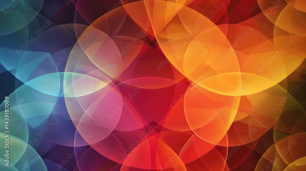 Poster the abstract picture of the colourful geometry polygon circle shape like in the background, geometry