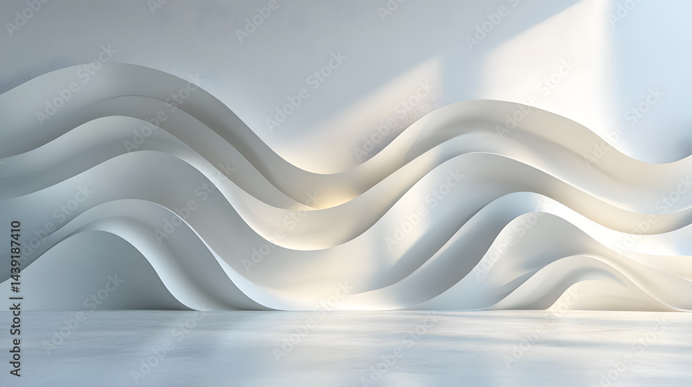Poster dynamic flowing curves against white background abstract design modern art minimalist view