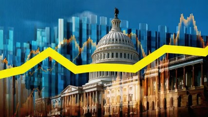 Economic Landscape: A visually compelling image that symbolizes the interplay of governance, finance, and economic trends, with a symbolic building serving as the backdrop.