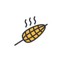 Grilled corn colored icons, minimalist vector illustration ,simple transparent graphic element .Isolated on white background