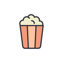 Pop corn colored icons, minimalist vector illustration ,simple transparent graphic element .Isolated on white background