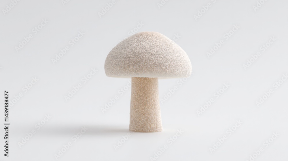 Poster minimalistic composition of single mushroom isolated on pristine white background