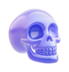 Abstract blue skull sculpture with smooth surface, cut out - stock png.