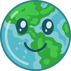 cartoon illustration of planet earth with happy expression