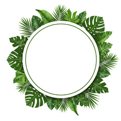 Tropical Leaves Wreath Frame Background