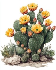 Realistic HDR cactus, isolated, detailed art.