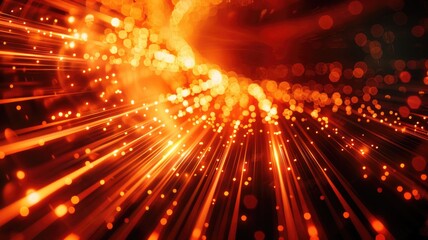 Naklejka premium Sparkling laser beam effect dash with high-speed shine and emit colorful light on dark background convey sense of energy move in straight line dynamic on cosmic perfect for science fictional. AIG53.