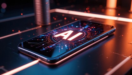 mobile phone on the screen sign Artificial Intelligence