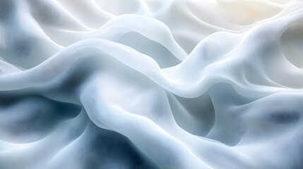 Obraz premium Flowing white fabric waves studio background abstract image soft texture close-up view artistic concept