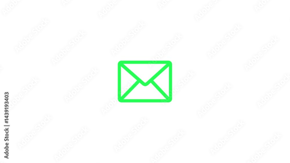 Poster message icon animation. outline style sending message icon animation on the white background.