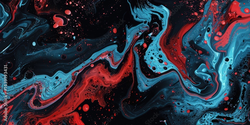 Poster abstract red and blue swirling patterns. abstract image of watercolor fluid texture with blue and re