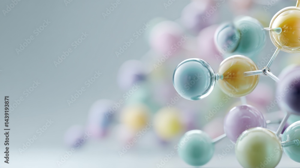Poster colorful molecular structure displayed in a soft-focus background emphasizing scientific concepts an