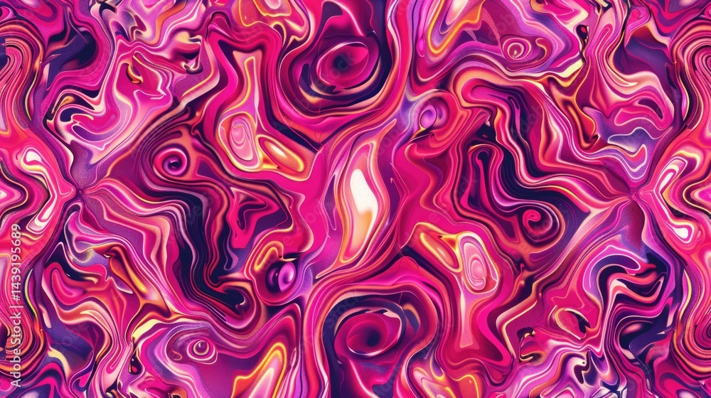 Poster the abstract picture of the liquid pink colour is mixing with the other colour to create pattern, mi