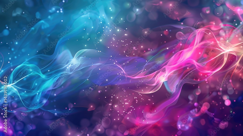Poster abstract vibrant color fluid shapes with dark background. digital artwork of abstract wave splash co