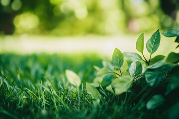 "Fresh Green Leaves with Sunlight in Spring Nature Background"