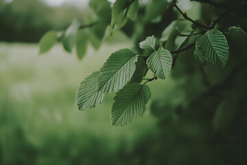 "Fresh Green Leaves with Sunlight in Spring Nature Background"