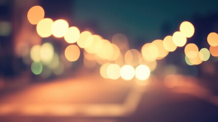 Abstract Night City Lights Blurred Background