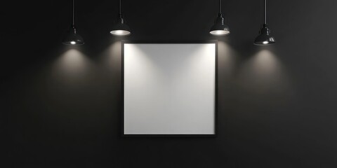 Blank Canvas Illuminated By Hanging Lamps