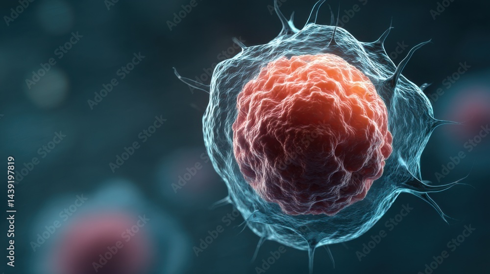 Aufkleber microscopic view of a vibrant cell within a biological environment, illustrating cellular structure 