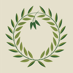 Green Leaf Wreath. Circular Botanical Design