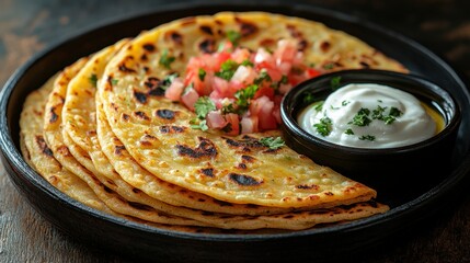 Stacked flatbreads with topping