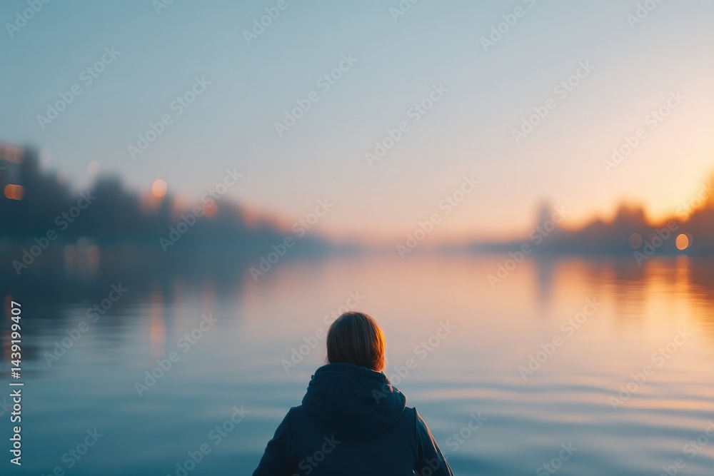 Poster portrait of rower with blurred background emphasizing strength and calmness