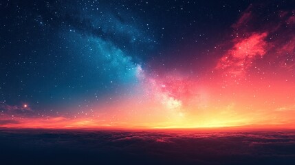 Fototapeta premium Starry Night Sky Above Clouds