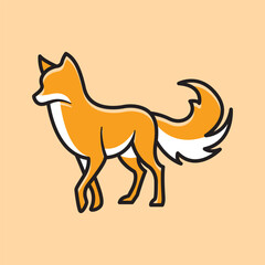 Obraz premium Elegant minimalist fox illustration, pastel orange color, clean lines, graceful pose, soft white accents, luxurious gradient background, modern flat design.