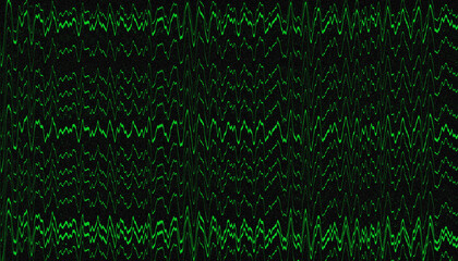 De multiple onde fréquentielle verte sur un fond noir.