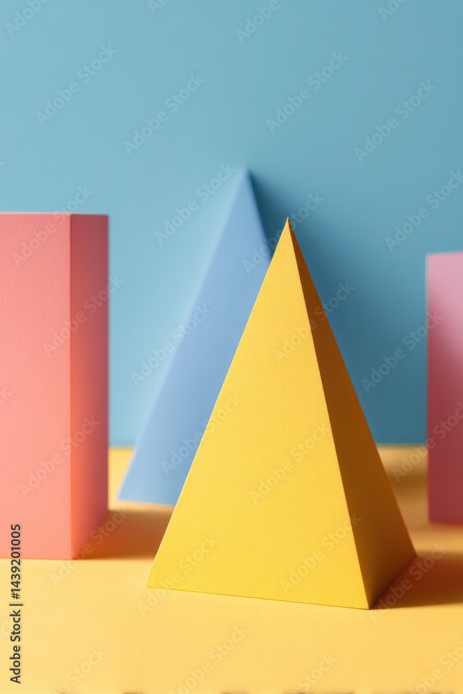 Aufkleber random geometric shapes on vibrant color background minimalistic setup