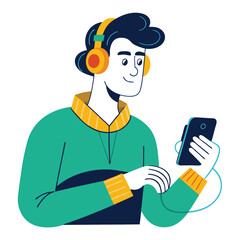 man listening to music vector