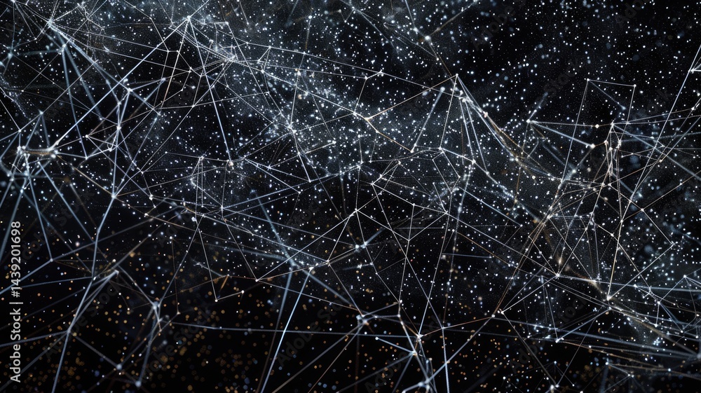 Poster abstract polygon data connect in seamless pattern with digital technology style design. particle con