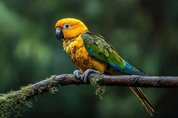 Fototapeta premium exotic parrot species on branch in tropical forest