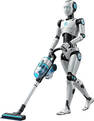 Futuristic Robot Maid Vacuuming Modern AI Cleaning Technology Robotic Housekeeper