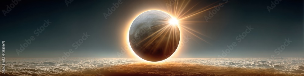 Leinwandbilder Cosmic Convergence Immersive Solar Eclipse Visualization - Advanced Scientific Documentation of Celestial Phenomenon with  Astronomical Precision