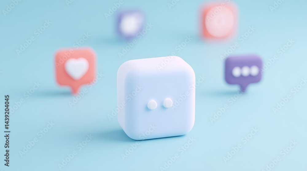 Poster social media day concept with clean minimalistic design featuring vibrant icons and ample copy space