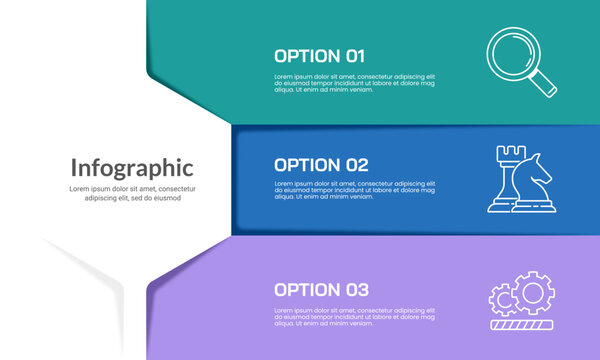 Simple 3 option infographic presentation slide. Banner, Brochure, Plan and Strategy. Vector illustration.
