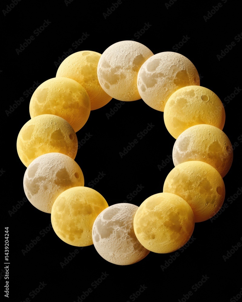 Poster lunar metamorphosis immersive celestial cycle visualization - astronomical education and scientific 
