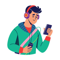 man listening to music vector