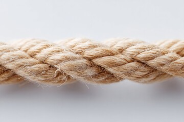 two frayed ropes almost touching in midair against bright white backdrop
